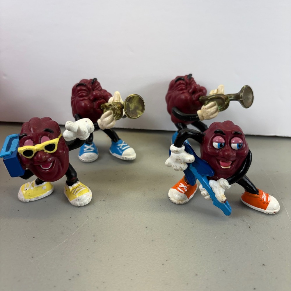 VTG 1988 Band California Raisins Hardee's Figures Set of 4 Guitar Trumpet Singer